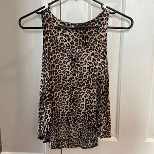 Sparkle & Fade leopard print and black hi low tank top XS / S